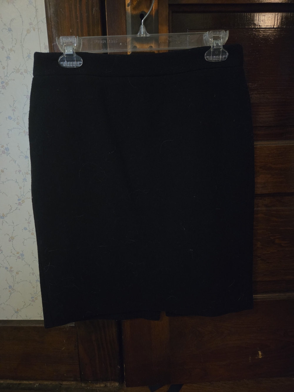 Black Classic Wool Blend Pencil Skirt